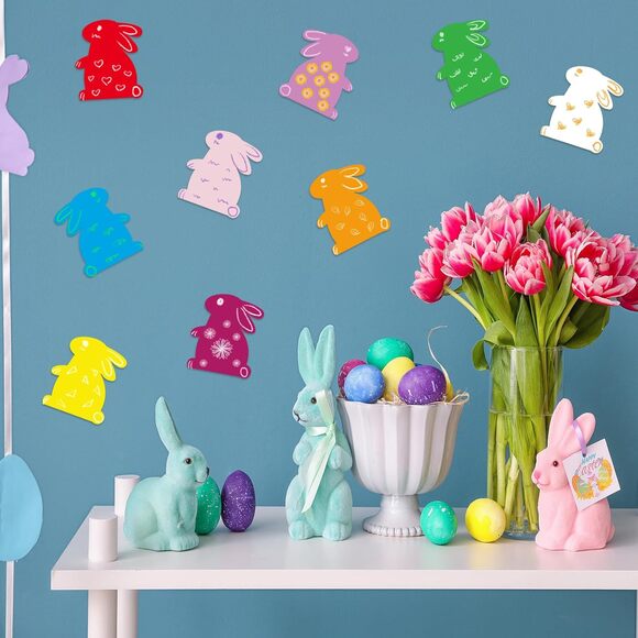 Bunny Banner Easter Spring Craft Classroom projects 108pc Paper Rabbit Cut outs - Picture 2 of 7